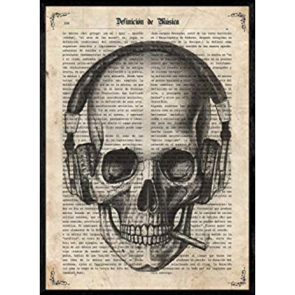POSTER Schädel Mit Kopfhörern A4 Rahmenlos - Klar, Papier (29.7/5/21cm) - Nacnic