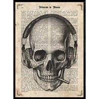 POSTER Schädel Mit Kopfhörern A4 Rahmenlos - Klar, Papier (29.7/5/21cm) - Nacnic