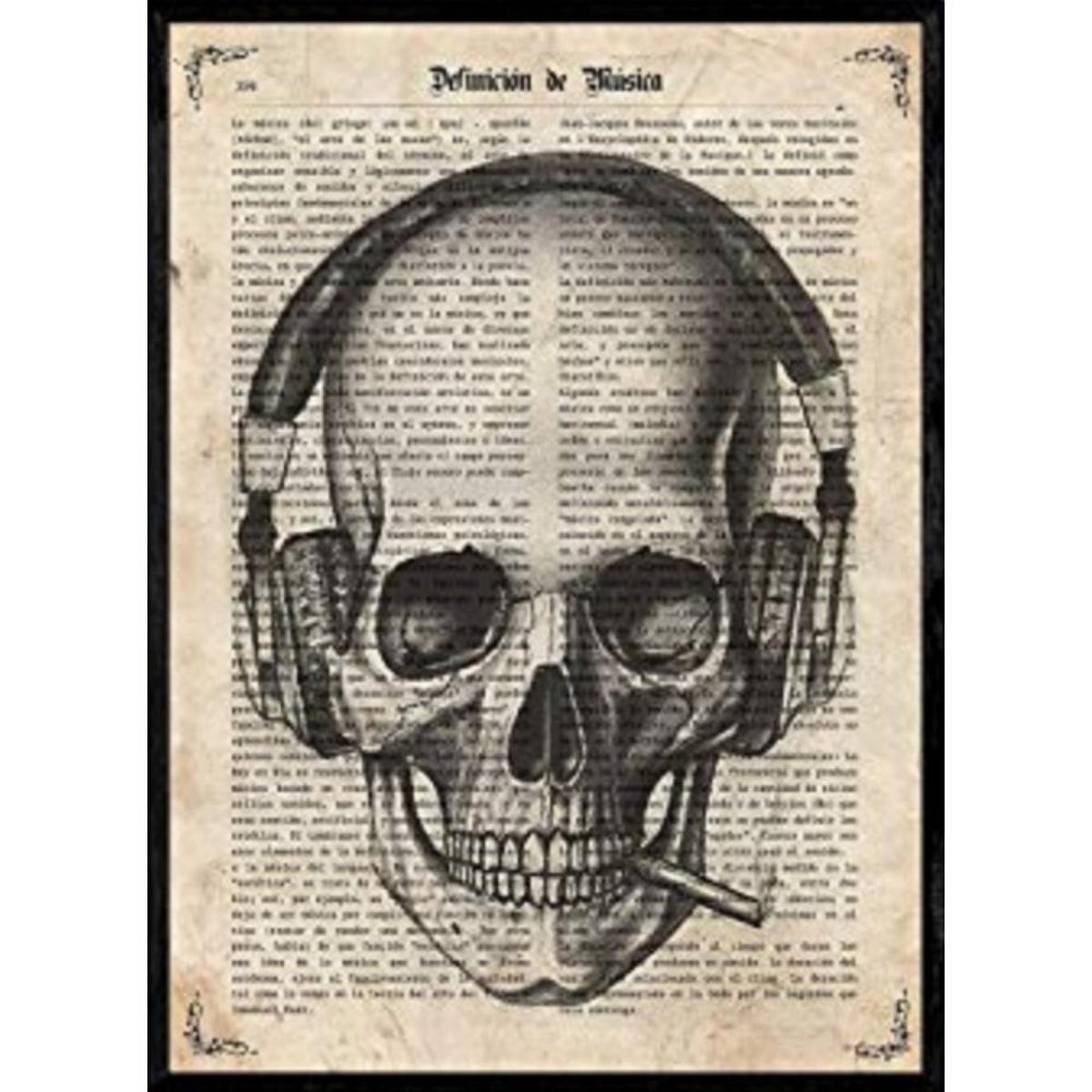 POSTER Schädel Mit Kopfhörern A4 Rahmenlos - Klar, Papier (29.7/5/21cm) - Nacnic