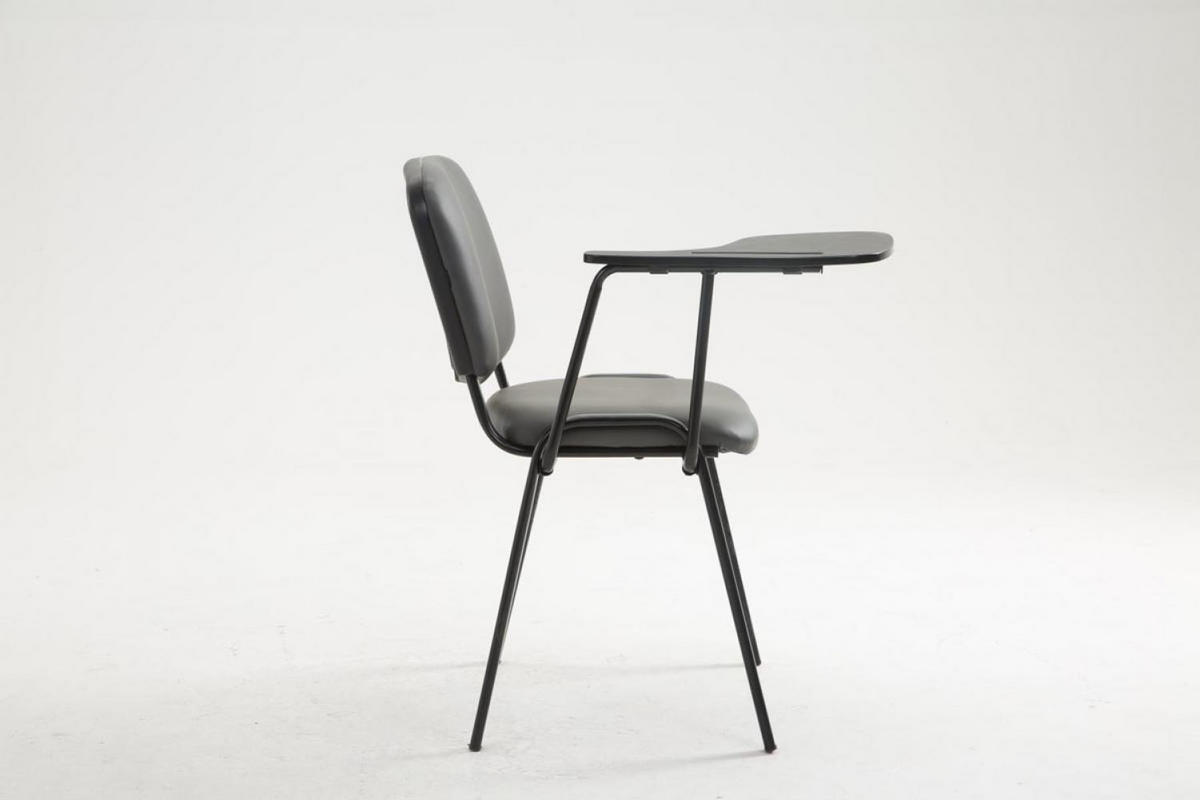 BESUCHERSTUHL Lederlook grau - Schwarz/Grau, Textil/Metall (53/81/71cm) - CLP