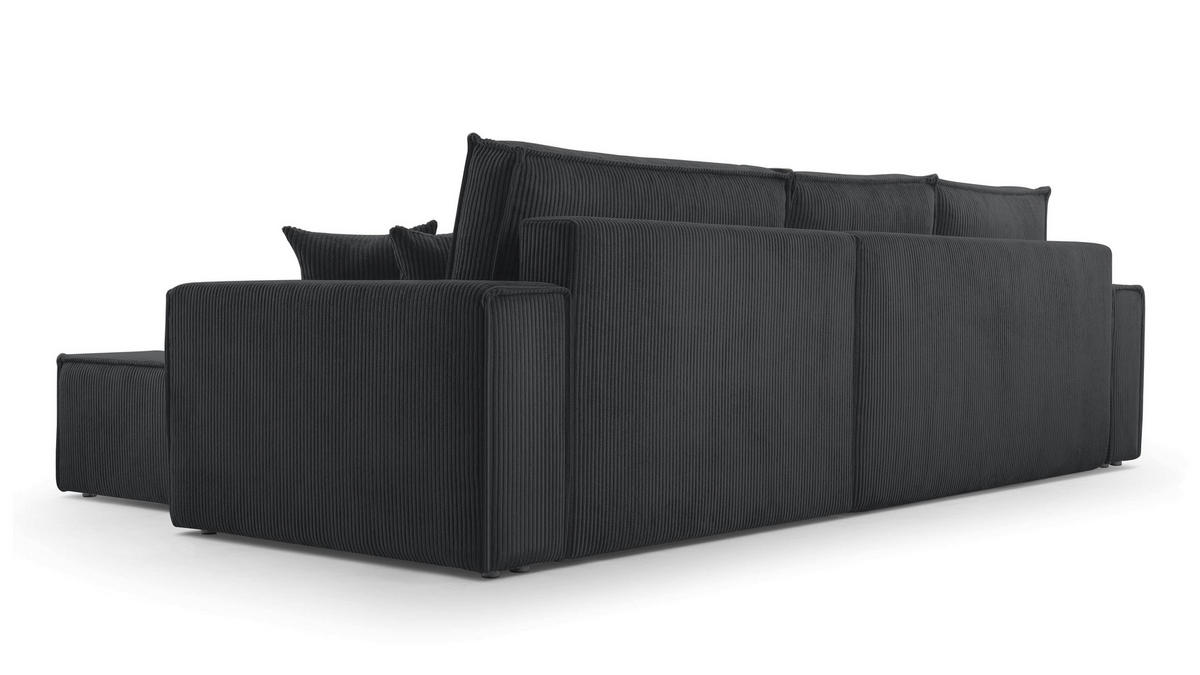 ECKSOFA L Form Cedria Dunkelgrau 287/145/85 cm mit Schlaffunktion - Dunkelgrau/Schwarz, Kunststoff/Textil (287/145cm) - AX Living