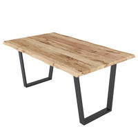 ESSTISCH - Metall / Massivholz - Eichefarben/Schwarz, Holz/Metall (100/200/76cm) - home24