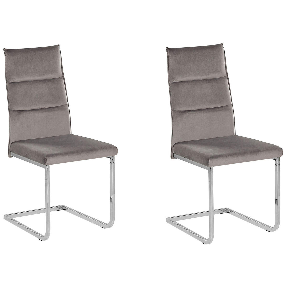 ESSZIMMERSTUHL 2er-Set Samtstoff Grau Rockford - Grau, Textil/Metall (44/96/57cm) - Beliani