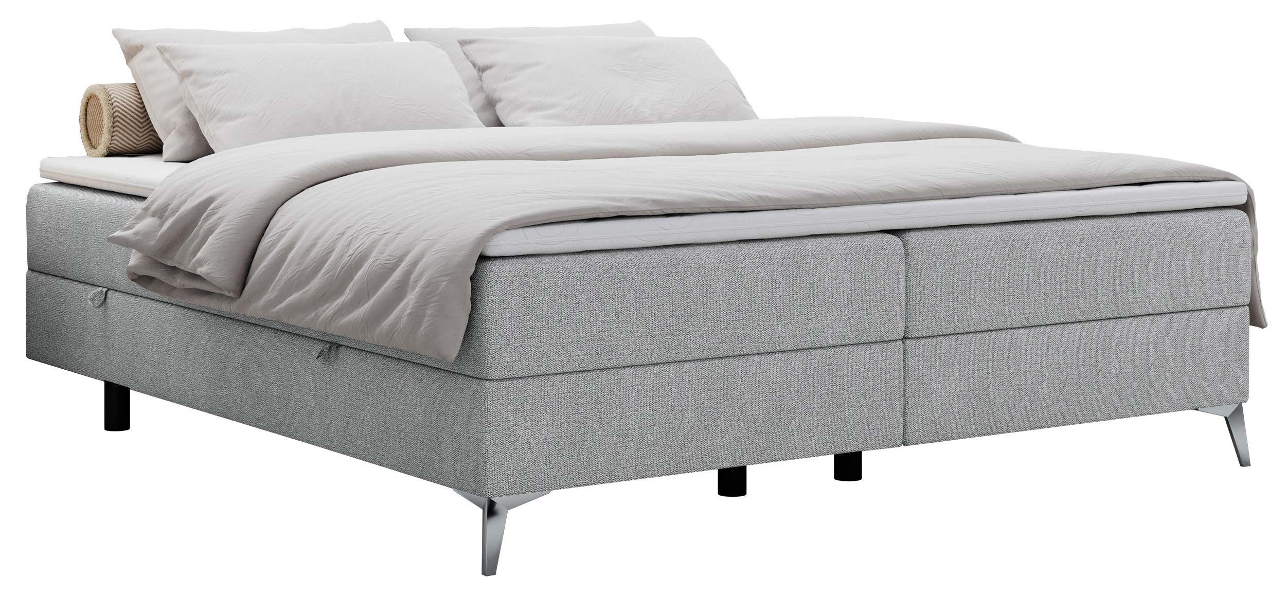 BOXBETT LESS 180/200 Hellgrau Struktur - H3 - Hellgrau, Holz/Textil (180/200cm) - MKS