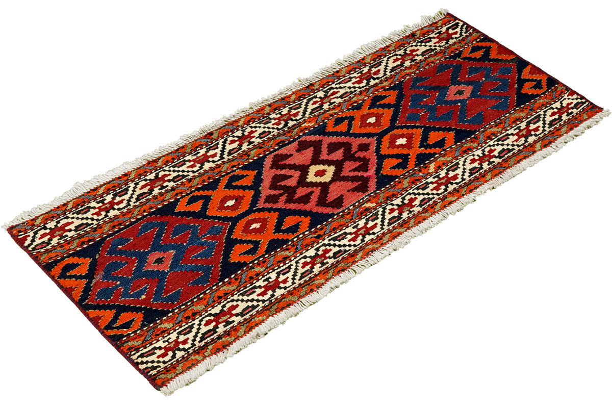HANDWEBTEPPICH Sumak Shahsavan Blau 53/106 cm Schurwolle - Blau, Textil (106/53cm) - Looma
