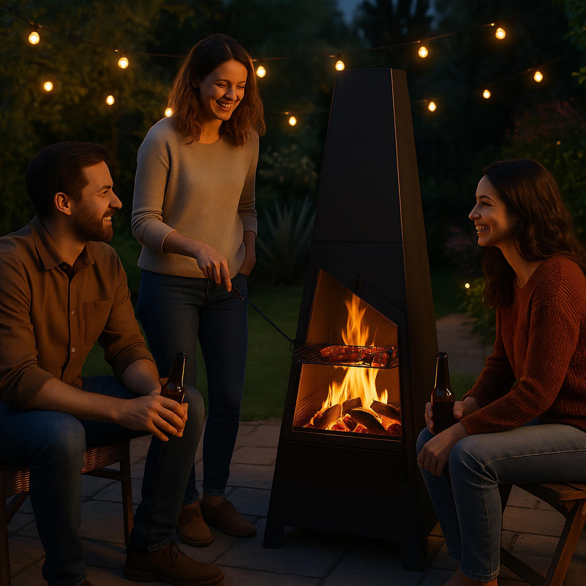 GARTENKAMIN - Schwarz, Metall (44.5/149/44.5cm) - Relaxdays