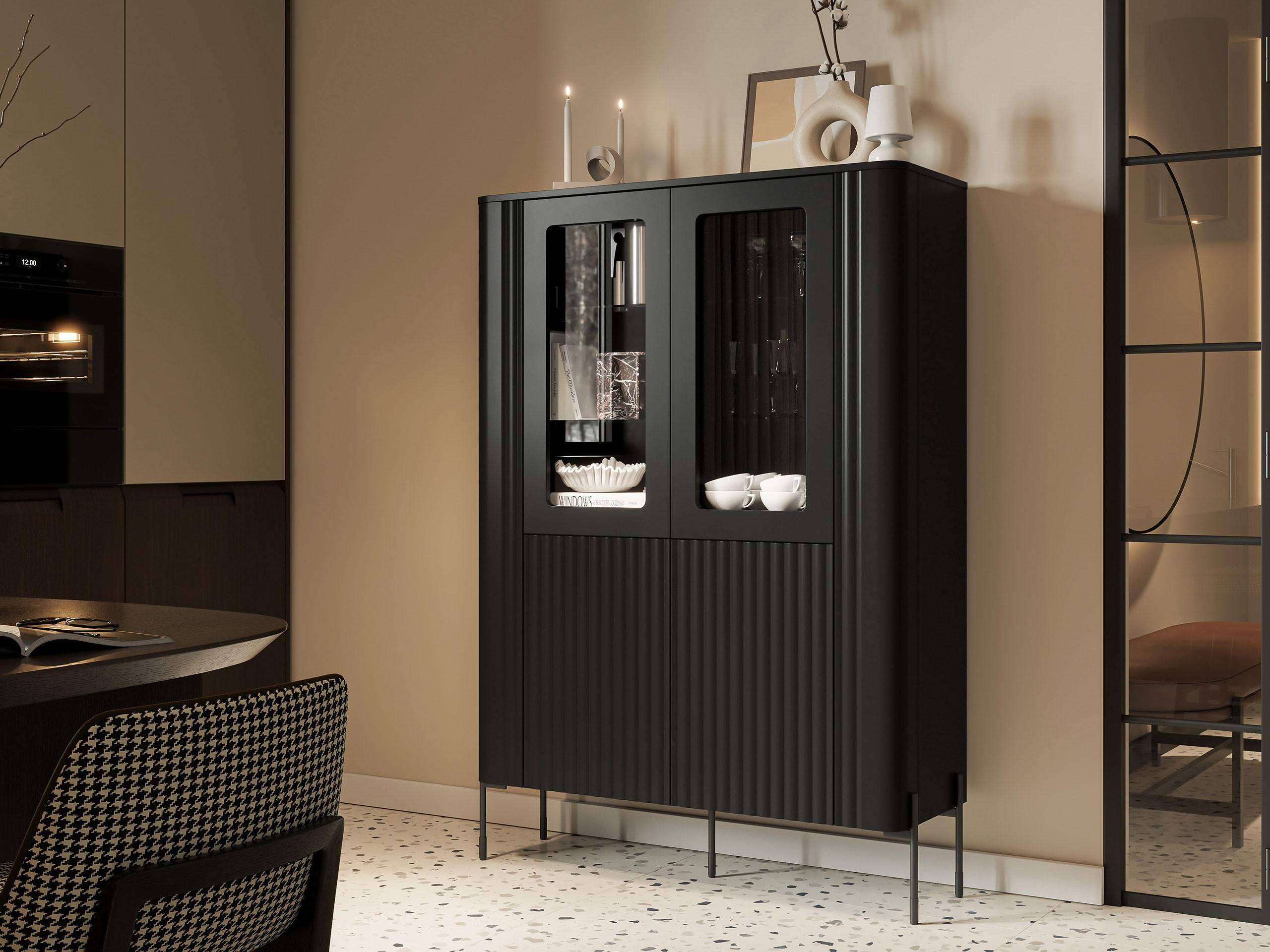 VITRINE Vera - Schwarz, Holzwerkstoff/Metall (110/160/40cm) - MIRJAN24