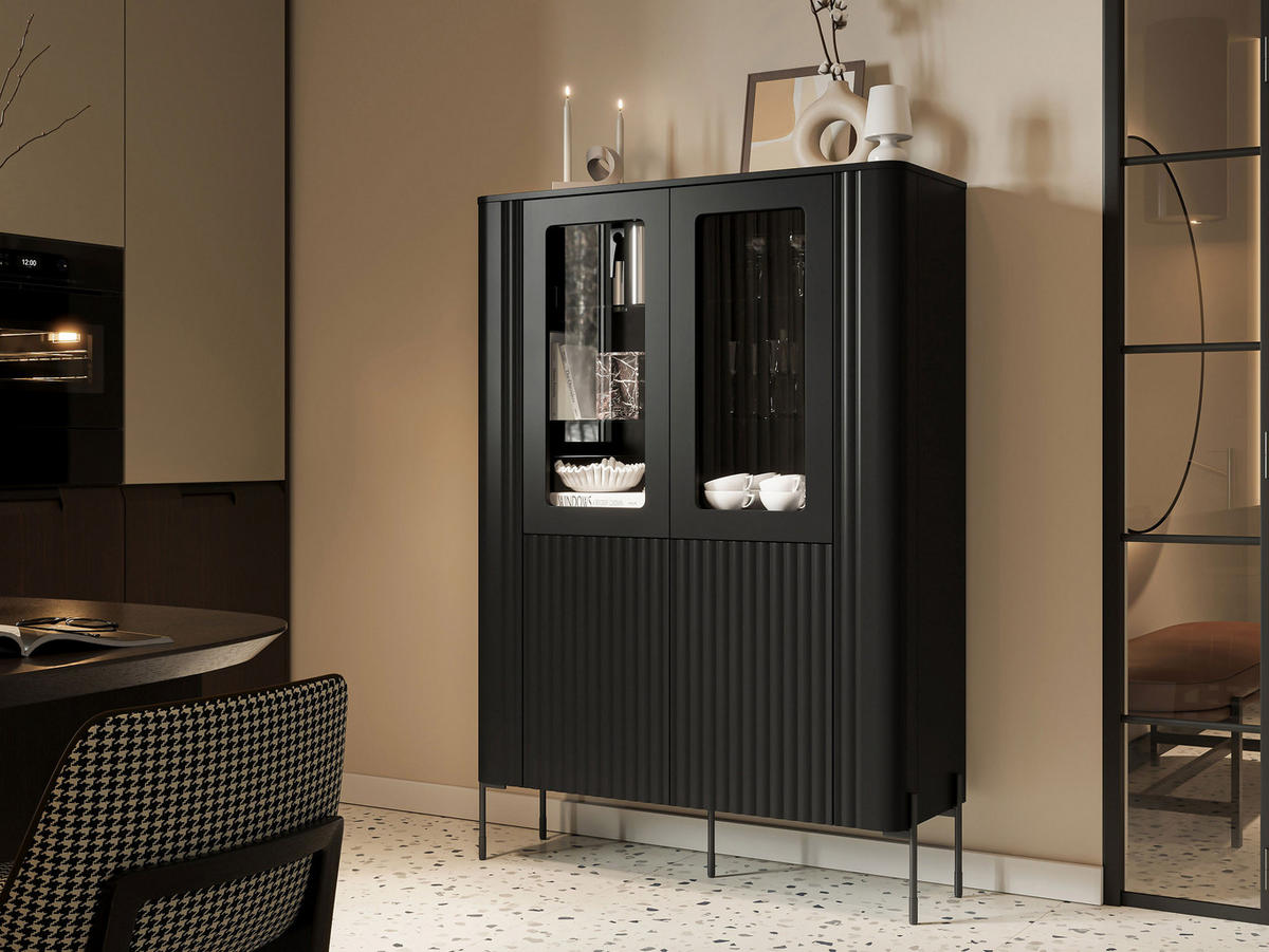 VITRINE Vera - Schwarz, Holzwerkstoff/Metall (110/160/40cm) - MIRJAN24