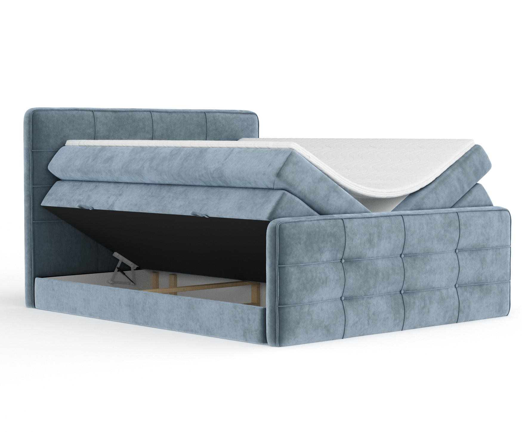 BOXSPRINGBETT Semplice Blau Grau 140/200 cm - Blaugrau/Schwarz, Holz/Holzwerkstoff (140/200cm) - Maison de Reve