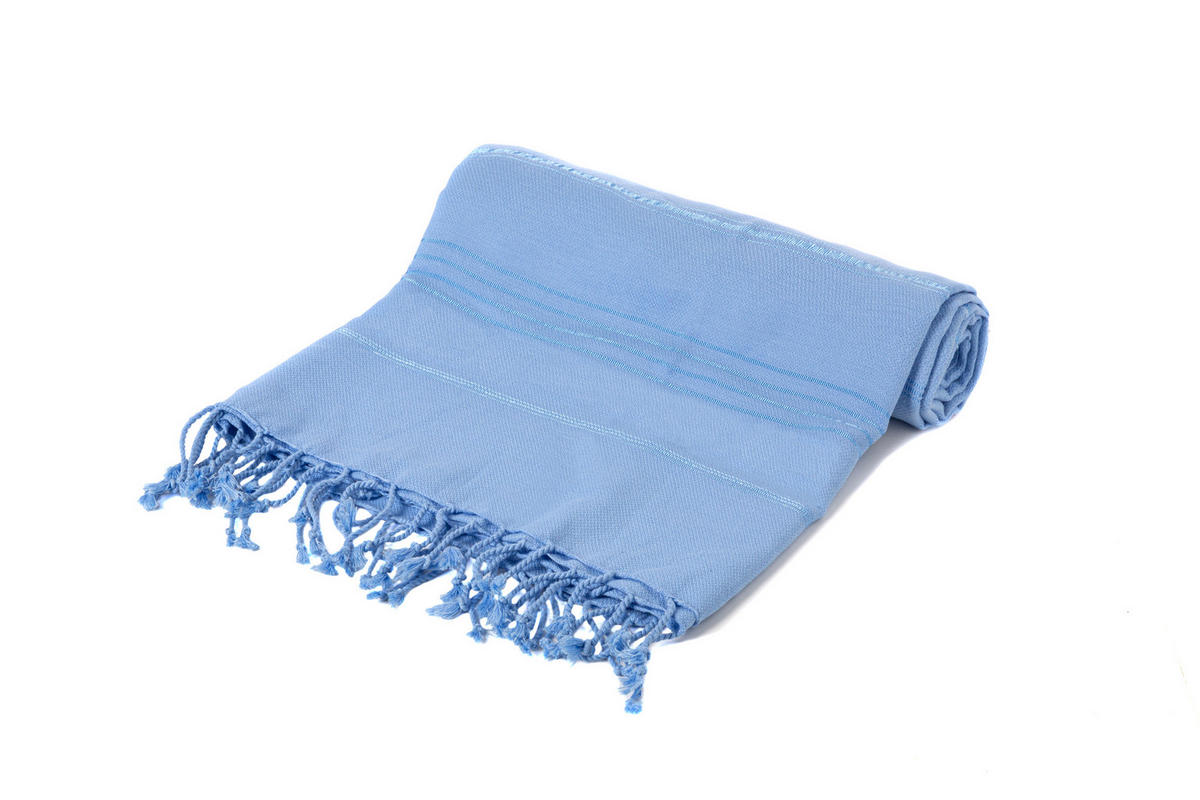 UNIFARBE Blau Strandtuch Hamamtuch Saunatuch für Babys geeignet 100%Baumwolle - Blau, Textil (100/180cm) - Villa Möbel