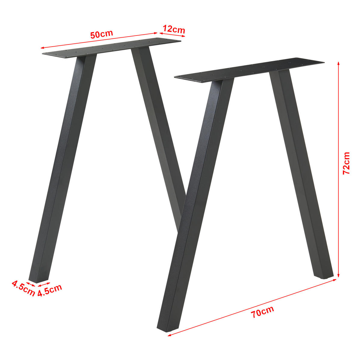 TISCHGESTELL-SET 2 TLG. Heustreu - Schwarz, Metall (70/72/12cm) - [en.casa]