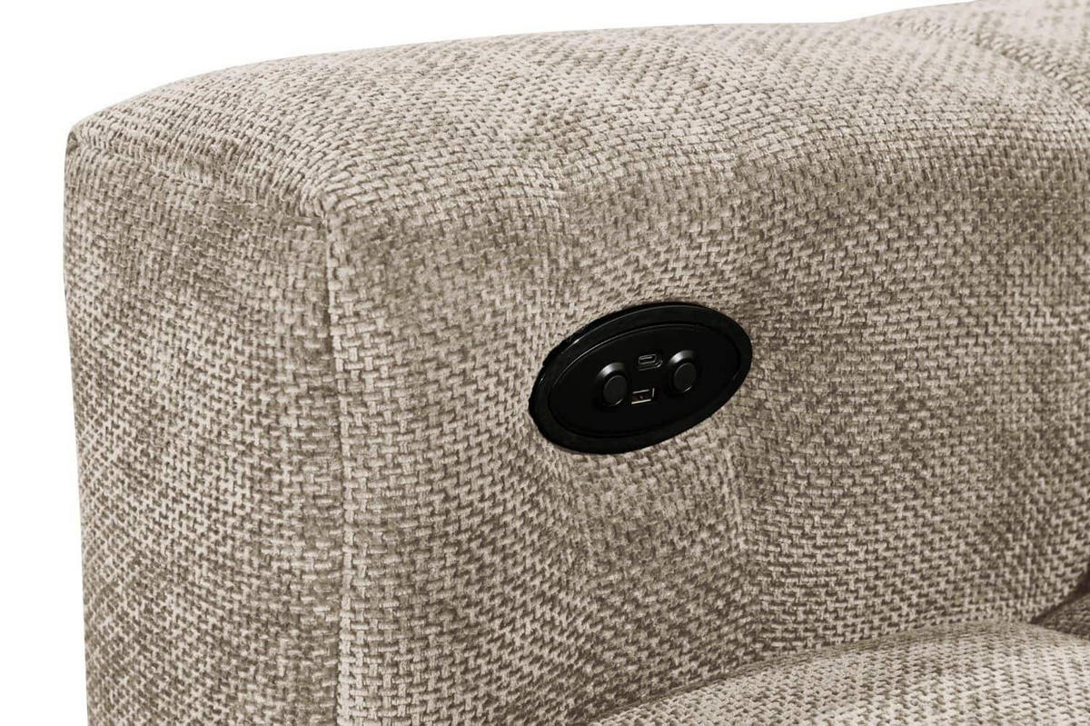 ECKSCHLAFSOFA mit elektronische Sitztiefenverstellung - Taupe/Schwarz, Holz/Kunststoff (170/297cm) - ed exciting design