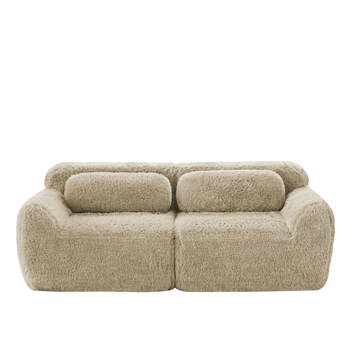 SOFA 2-Sitzer modular rahmenlos Plüsch Light Khaki - Beige, Kunststoff (104/73/204cm) - Meubliv