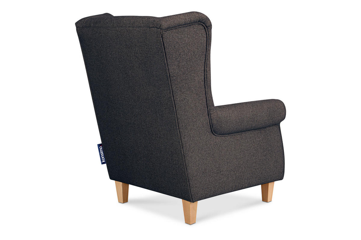 OHRENSESSEL MILES Massivholzbeine buche, marine - Blau/Dunkelblau, Holzwerkstoff/Buchenholz (82/105/97cm) - KONSIMO®