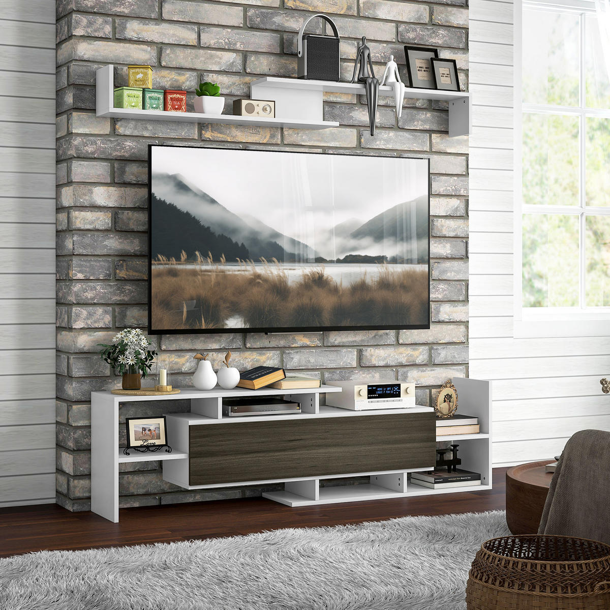TV-MÖBEL Multicolor 1 Stück - Multicolor, Holzwerkstoff (153.6/42/25cm) - GiPP