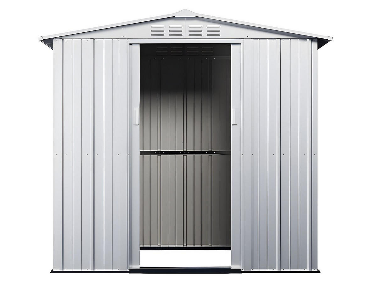 SCHREBERGARTENHAUS - 191 cm x 103 cm - metall - hellgrau Linus - Hellgrau, Metall (191/187/103cm) - Vente-Unique
