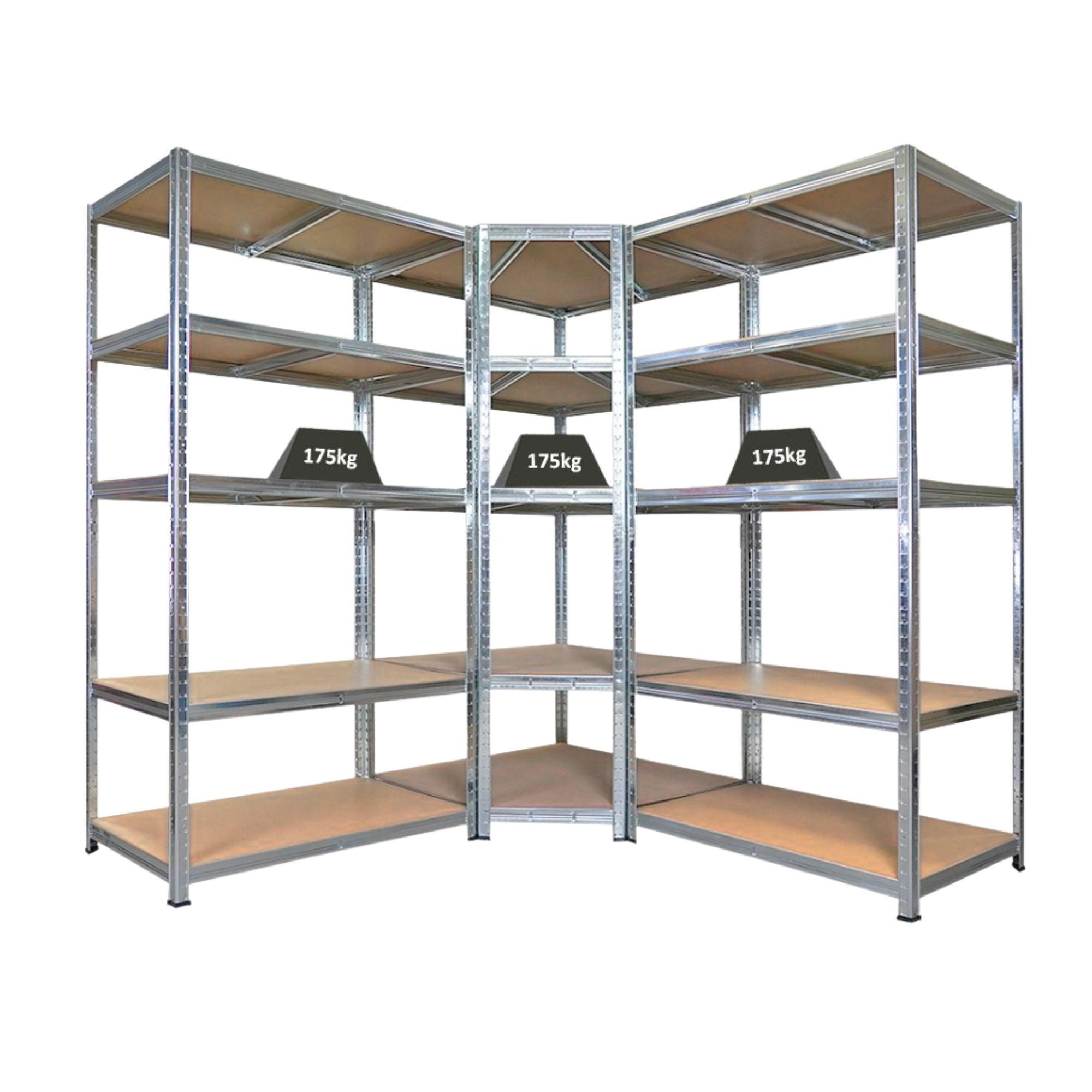 ECKREGAL SparSet mit 2x Schwerlastregal Ragnar 180 x 180 x 60 cm Verzinkt - Silberfarben, Metall (180/180/60cm) - PROREGAL
