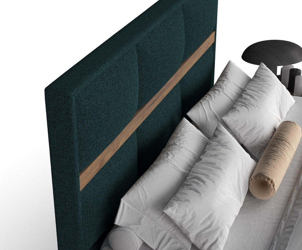 BOXSPRINGBETT Soto Grün 200/200 cm mit Latex-Topper - Silberfarben/Grün, Holz/Holzwerkstoff (200/200cm) - Maison de Reve