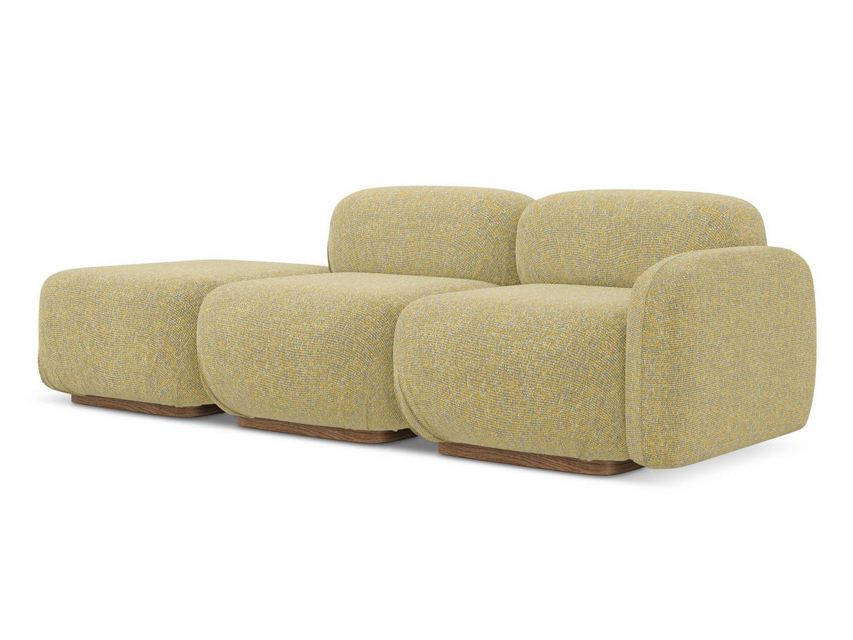 3-SITZER SOFA Links Strukturstoff Stoff Gelb - Currygelb/Gelb, Holz/Textil (258/73/95cm) - Makamii
