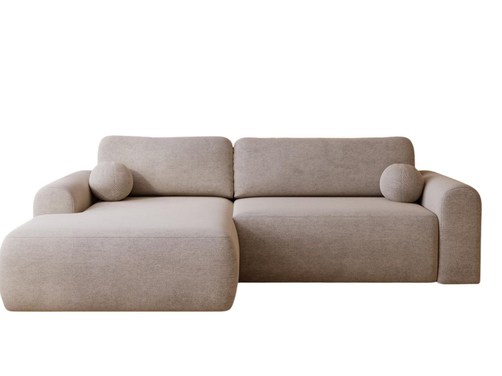 ECKSOFA velvet hellbeige links AURA - Champagner, Holzwerkstoff (257/177cm) - Compleo24