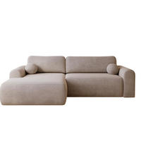 ECKSOFA velvet hellbeige links AURA - Champagner, Holzwerkstoff (257/177cm) - Compleo24