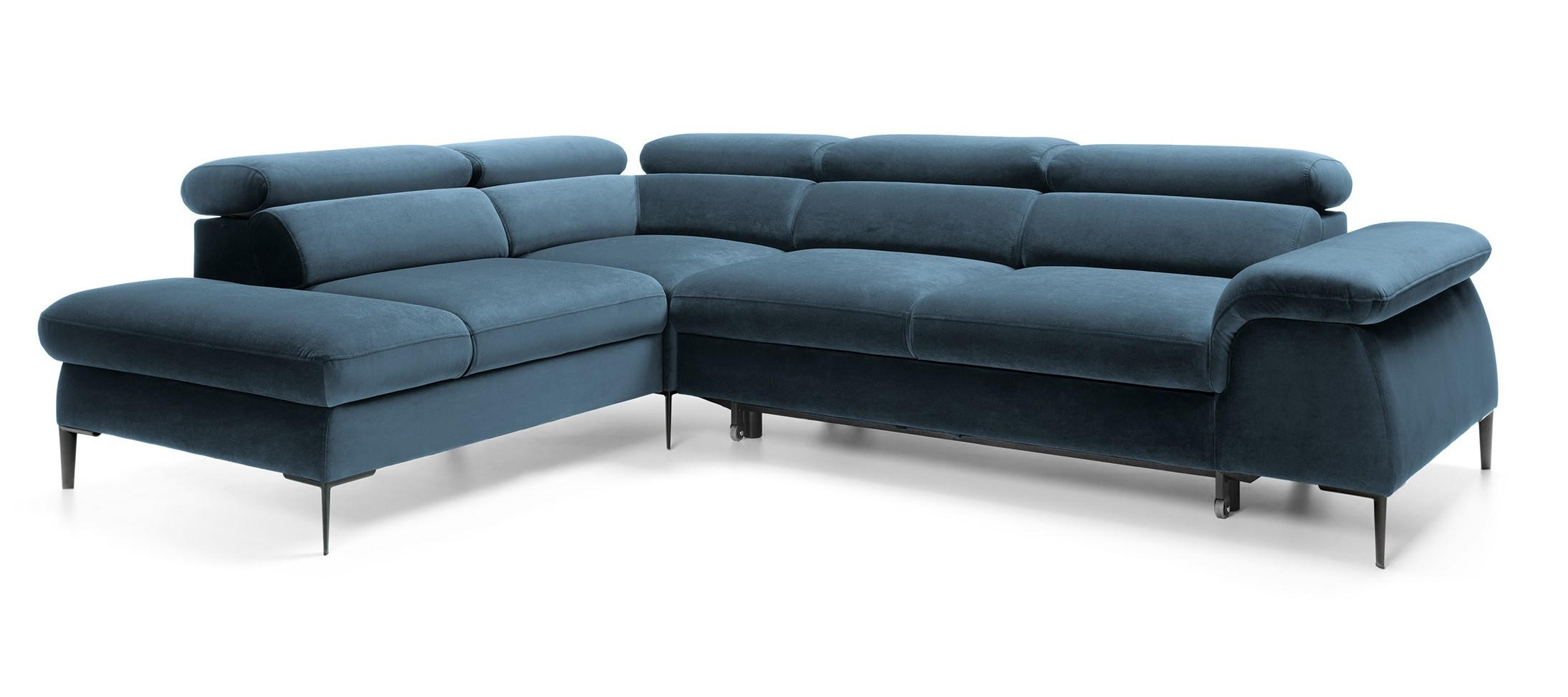 SCHLAFSOFA 280 cm Amaro L mit verstellbaren Kopfstützen, Links, Dunkelblau - Dunkelblau, Holz (280/214cm) - Emporius