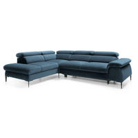 SCHLAFSOFA 280 cm Amaro L mit verstellbaren Kopfstützen, Links, Dunkelblau - Dunkelblau, Holz (280/214cm) - Emporius