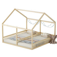 HAUSBETT 90/200 cm Natur mit Schutzgitter aus Kiefernholz und MDF - Naturfarben, Holz (90/200cm) - MIVRAY