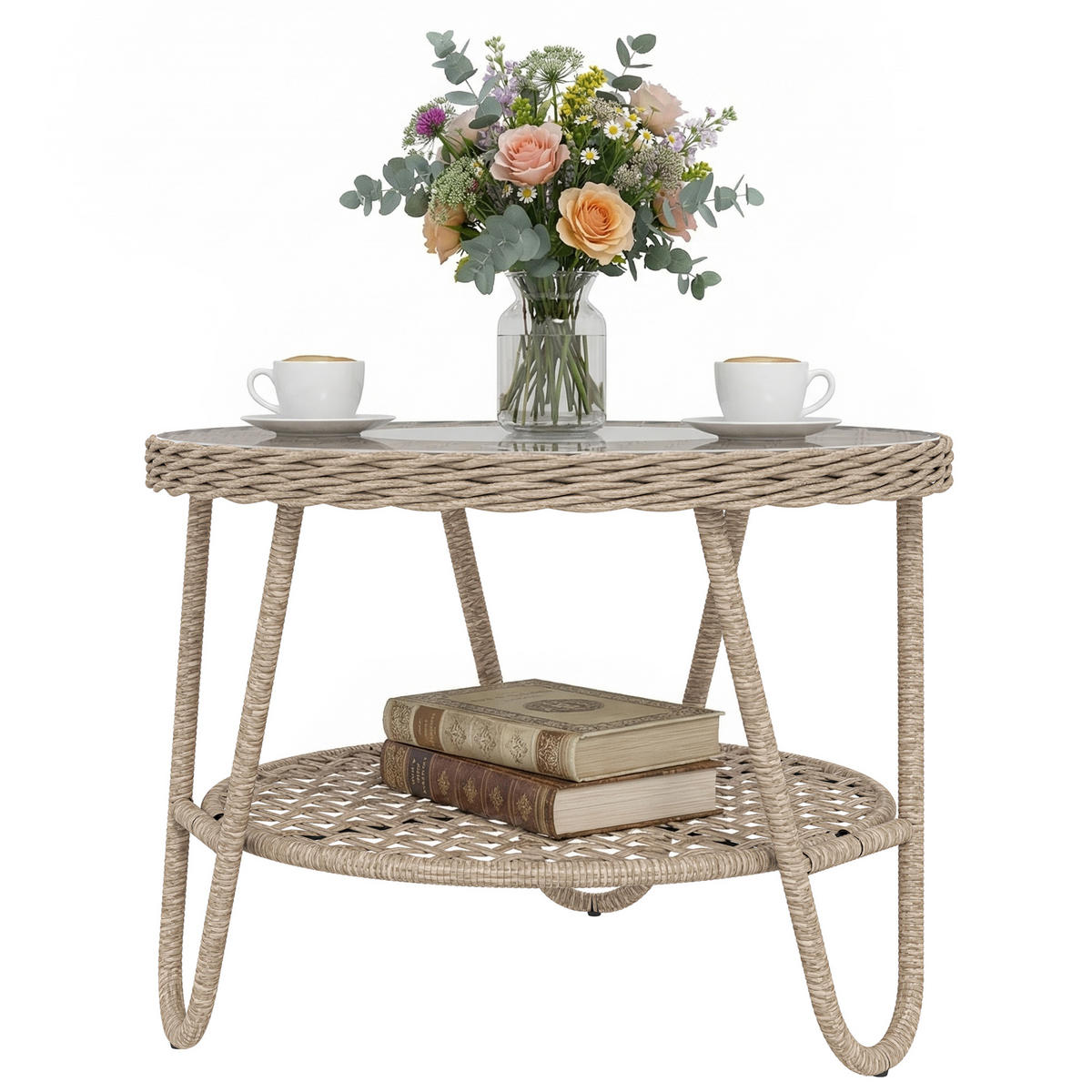 BEISTELLTISCH DE-06752 mit Glasplatte und verstellbaren Füßen Gelb - Gelb, Kunststoff/Metall (65/65/50cm) - ComfortXL
