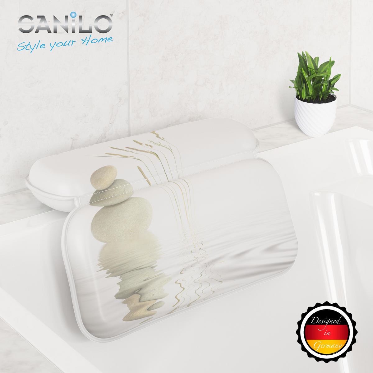 BADEWANNENKISSEN Balance - Weiß, Kunststoff (39/5.5cm) - Sanilo