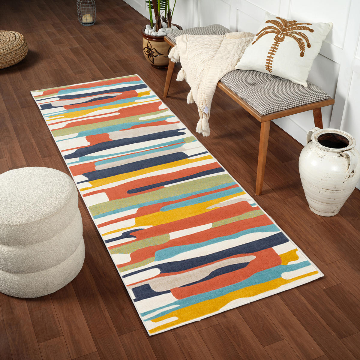 KURZFLORTEPPICH 80/220 cm Mehrfarbig - Multicolor/Orange, Naturmaterialien/Textil (80/220cm) - LIVABLISS
