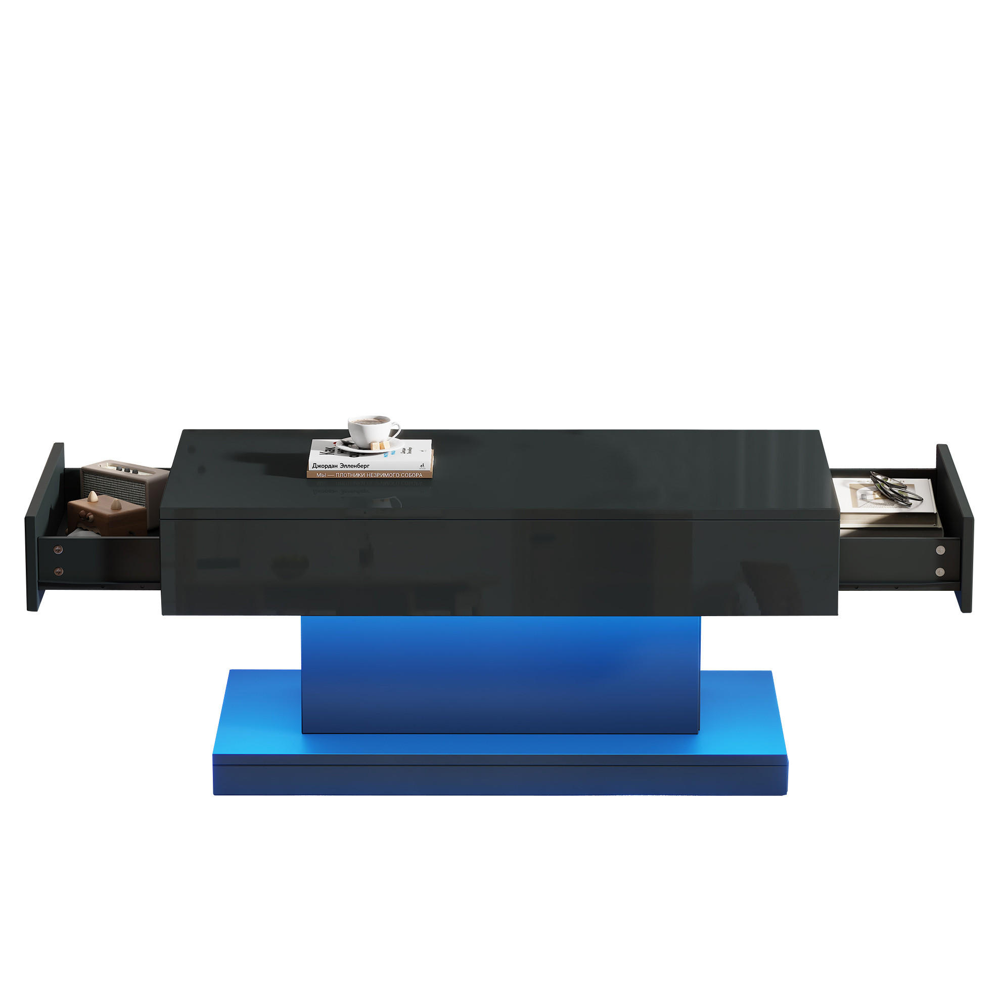 Redom Hochglanz-Couchtisch, Schwarz 50x45x100 cm
