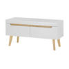 TV-LOWBOARD weiß matt, Eiche, skandinavisch 107 cm, TV-Unterteil mit Vollauszug - Eichefarben/Weiß, Holz/Holzwerkstoff (107/50/50cm) - Furn.Design