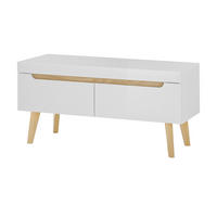 TV-LOWBOARD weiß matt, Eiche, skandinavisch 107 cm, TV-Unterteil mit Vollauszug - Eichefarben/Weiß, Holz/Holzwerkstoff (107/50/50cm) - Furn.Design