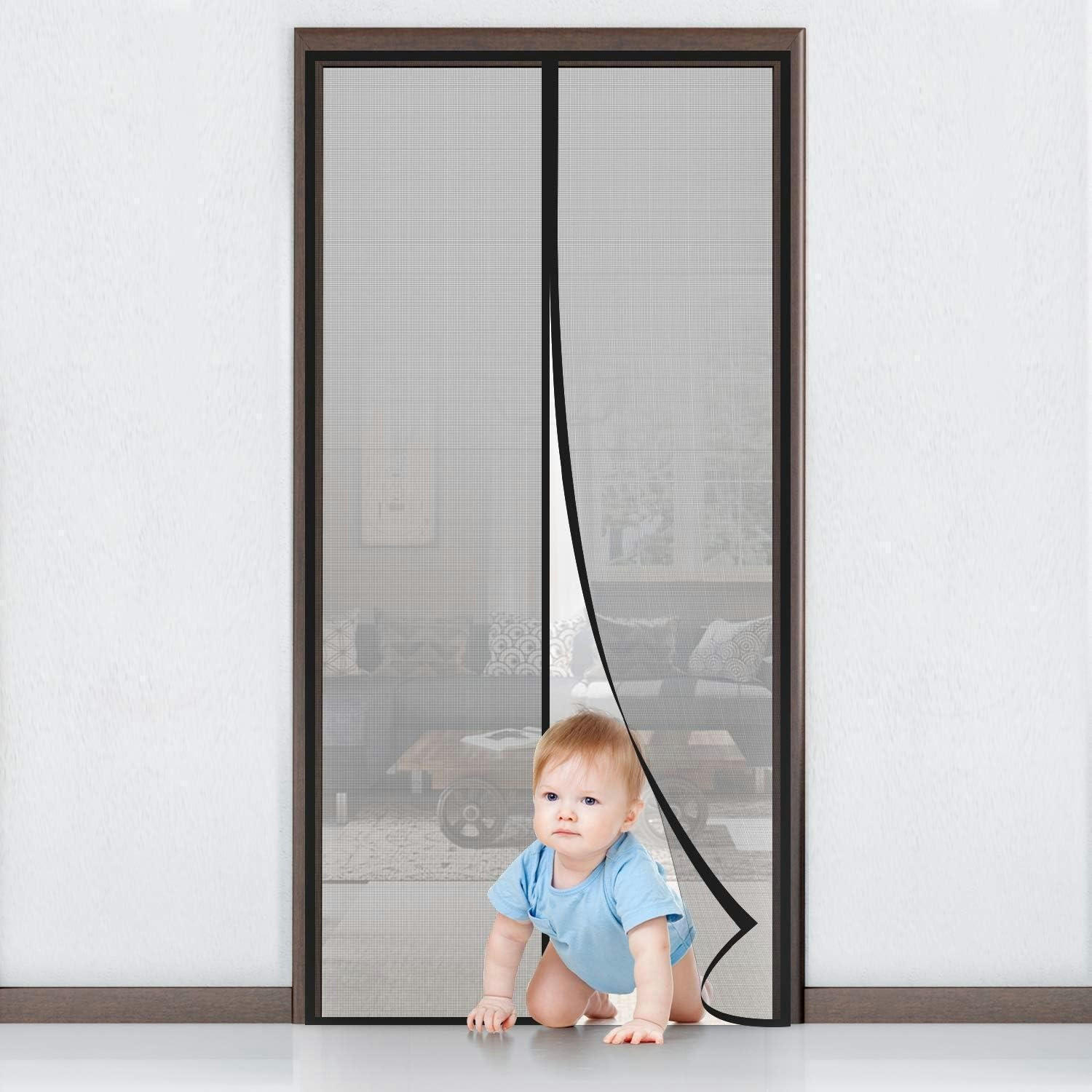 FLIEGENGITTER Tür 90 x 210 cm Schwarz Klebmontage - Schwarz, Textil (90/210/1cm)