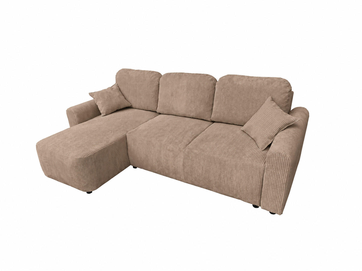 ECKSOFA HENRY in Cappuccinofarbe mit Schlaffunktion und Bettkasten - Cappuccino, Textil (232/150cm) - KS Home Concept
