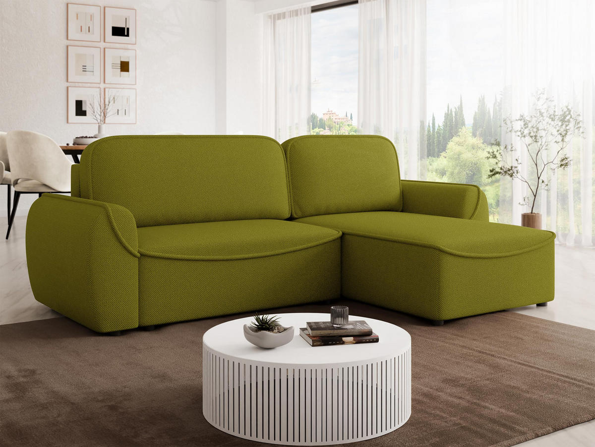 ECKSOFA Loom - Schwarz/Grün, Holz/Kunststoff (261/175cm) - MIRJAN24