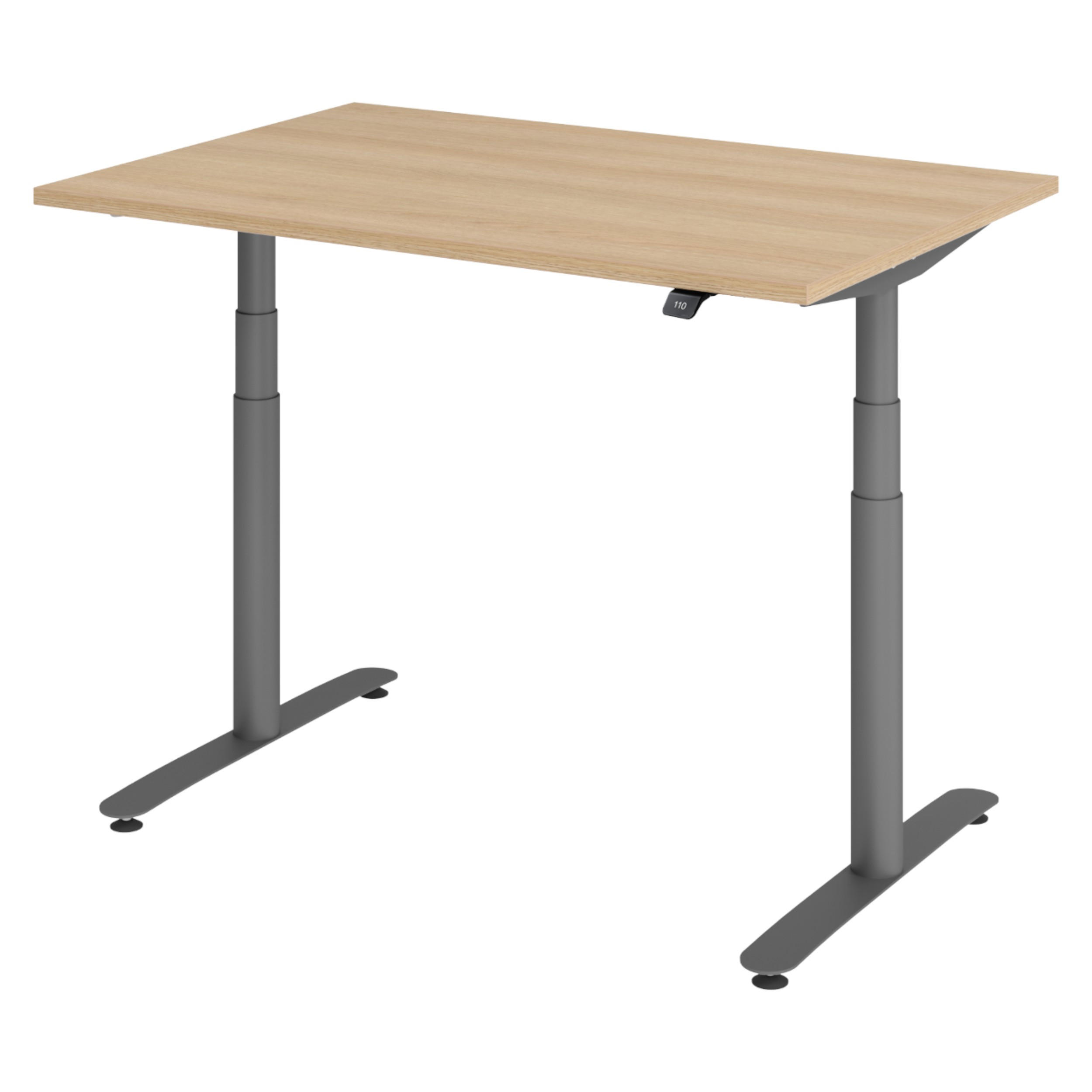 SCHREIBTISCH elektrisch Bluetooth & App XDLR 120/80/72 cm in Eichefarben/Graphitfarben - Eichefarben/Graphitfarben, Holzwerkstoff (120/80/72cm) - bümö