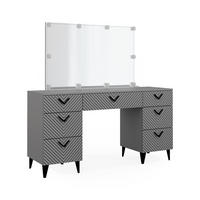 SCHMINKTISCH Anett Grau 150 cm mit LED Beleuchtung - Grau, Holzwerkstoff (150/78.1/45cm) - Vicco