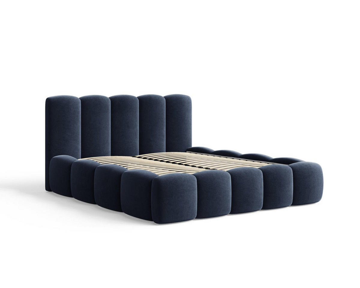 POLSTERBETT - Bett 18 - 140x200 - Dunkelblau (Riviera 81) - Dunkelblau, Holzwerkstoff (140/200cm) - Möblo