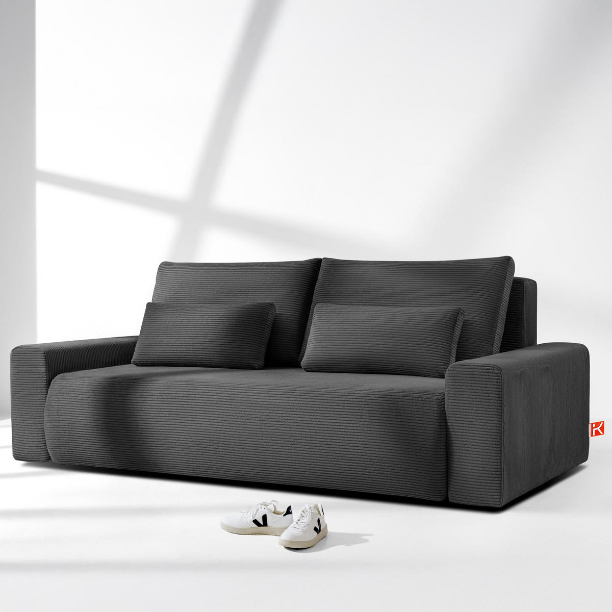 3-SITZER SCHLAFSOFA MOLLIS, Corduroy, Grau - Grau, Holz/Holzwerkstoff (250/93/108cm) - KONSIMO®