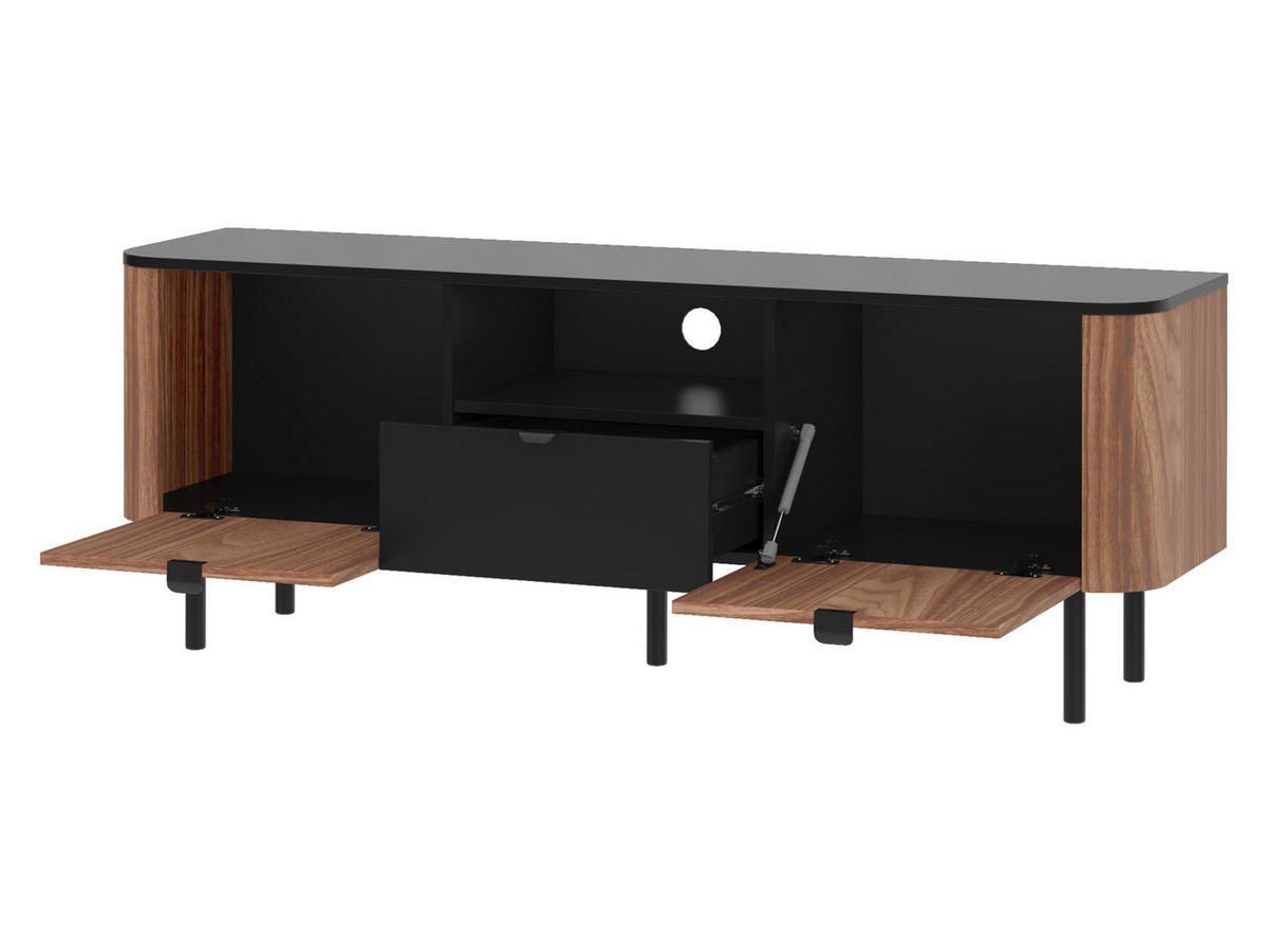 TV-ELEMENT Pero 150 02 - Nussbaumfarben/Schwarz, Holzwerkstoff/Metall (151/55/39cm) - MIRJAN24