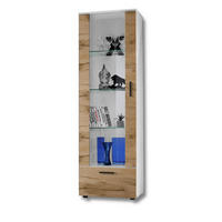 VITRINE ALESSANDRIA, Wotan - Eiche Wotan/Schwarz, Glas/Holzwerkstoff (60/192/42cm) - Komodee