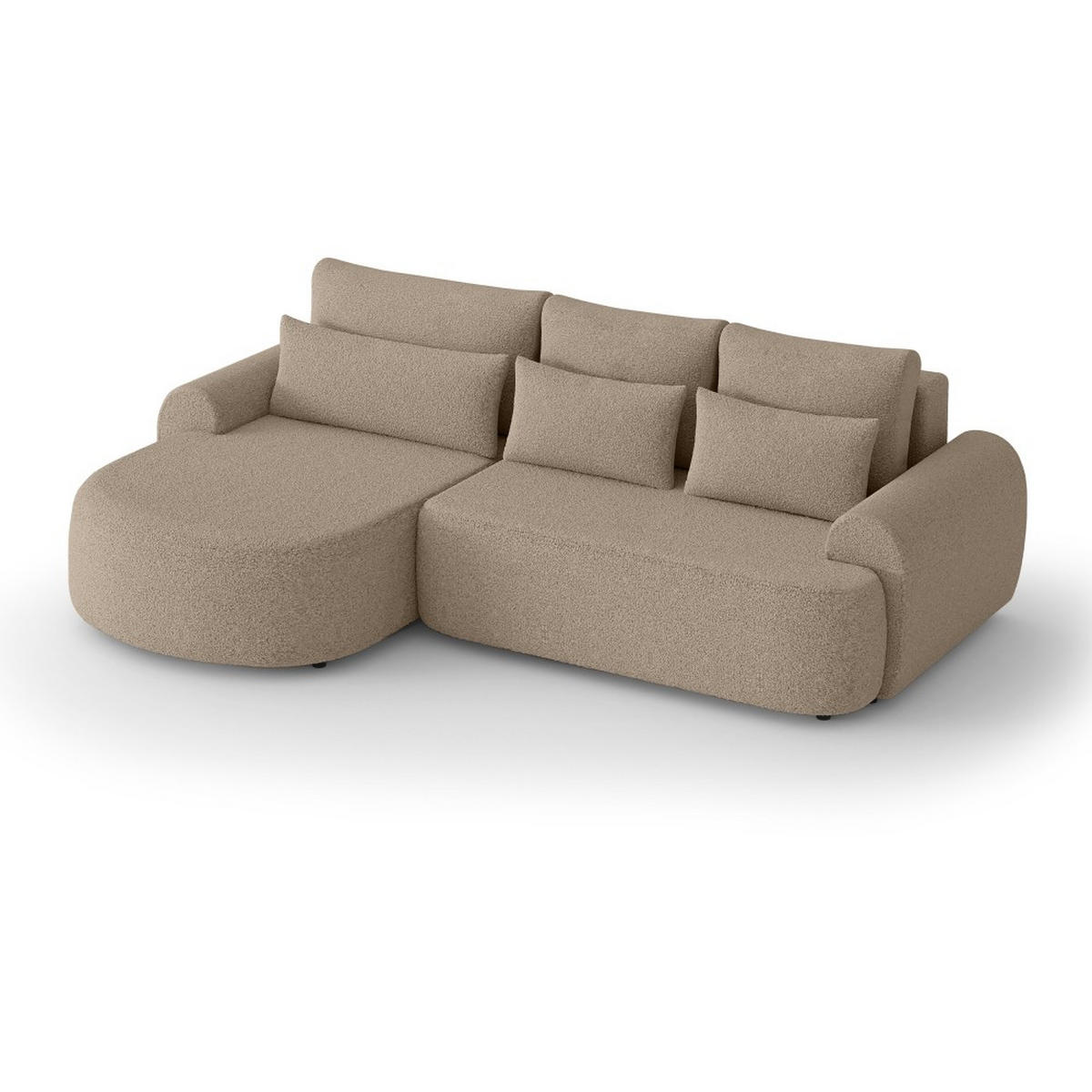 ECKSCHLAFSOFA Olivio L Hellbraun, links - Hellbraun/Schwarz, Kunststoff/Textil (266/170cm) - Beautysofa