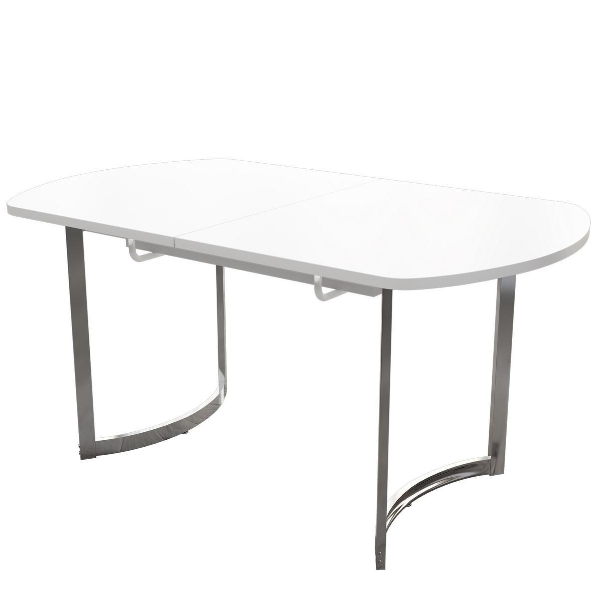 ESSTISCH Ausziehbarer 140/180/80 cm weiß mit versilberten Tischbeinen - Weiß, Holzwerkstoff (180/80/75cm) - OKWISH