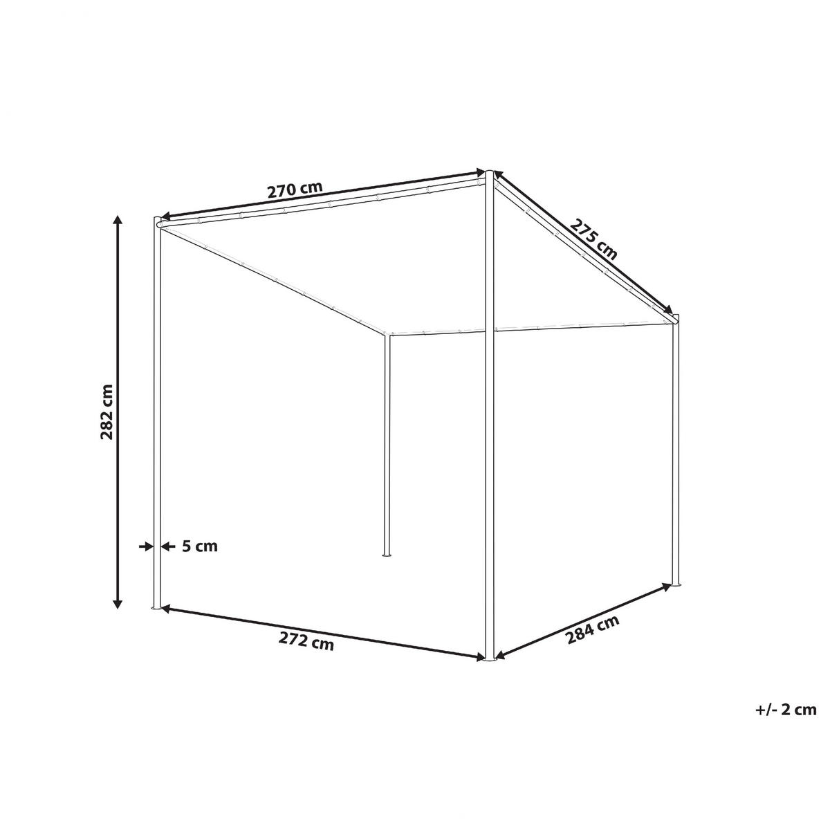 PERGOLA Stahl beige 282/294 cm Vimino - Beige/Schwarz, Kunststoff (282/282/294cm) - Beliani