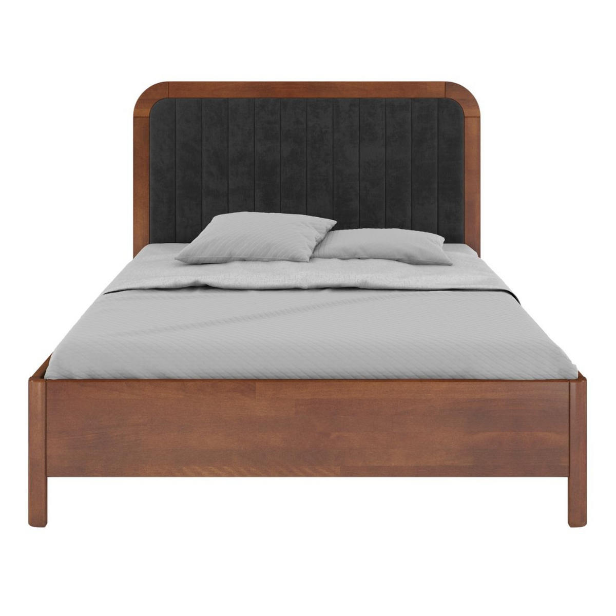 MASSIVHOLZBETT Modena mit Lattenrost und Bettkasten, Buche - lackiert, Nussbaumfarbe/Schwarz, 160x200 - Walnussfarben/Schwarz, Holz/Buchenholz (160/200cm) - Visby