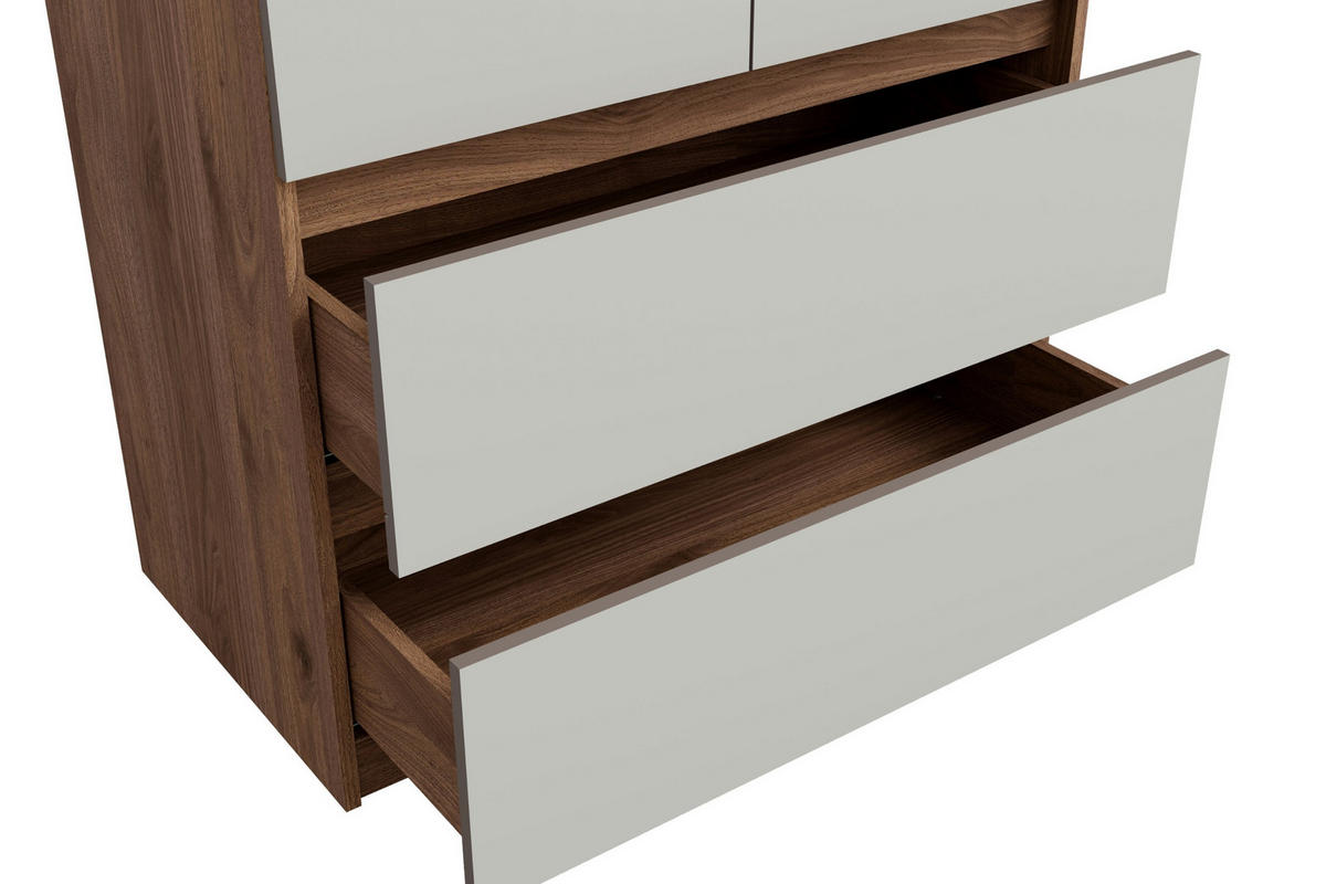 DREHTÜRENSCHRANK MADERA 90/231/52 cm in Grau/Nussbaum - Nussbaumfarben/Grau, Holzwerkstoff (90/231/52cm) - Deine Möbel 24