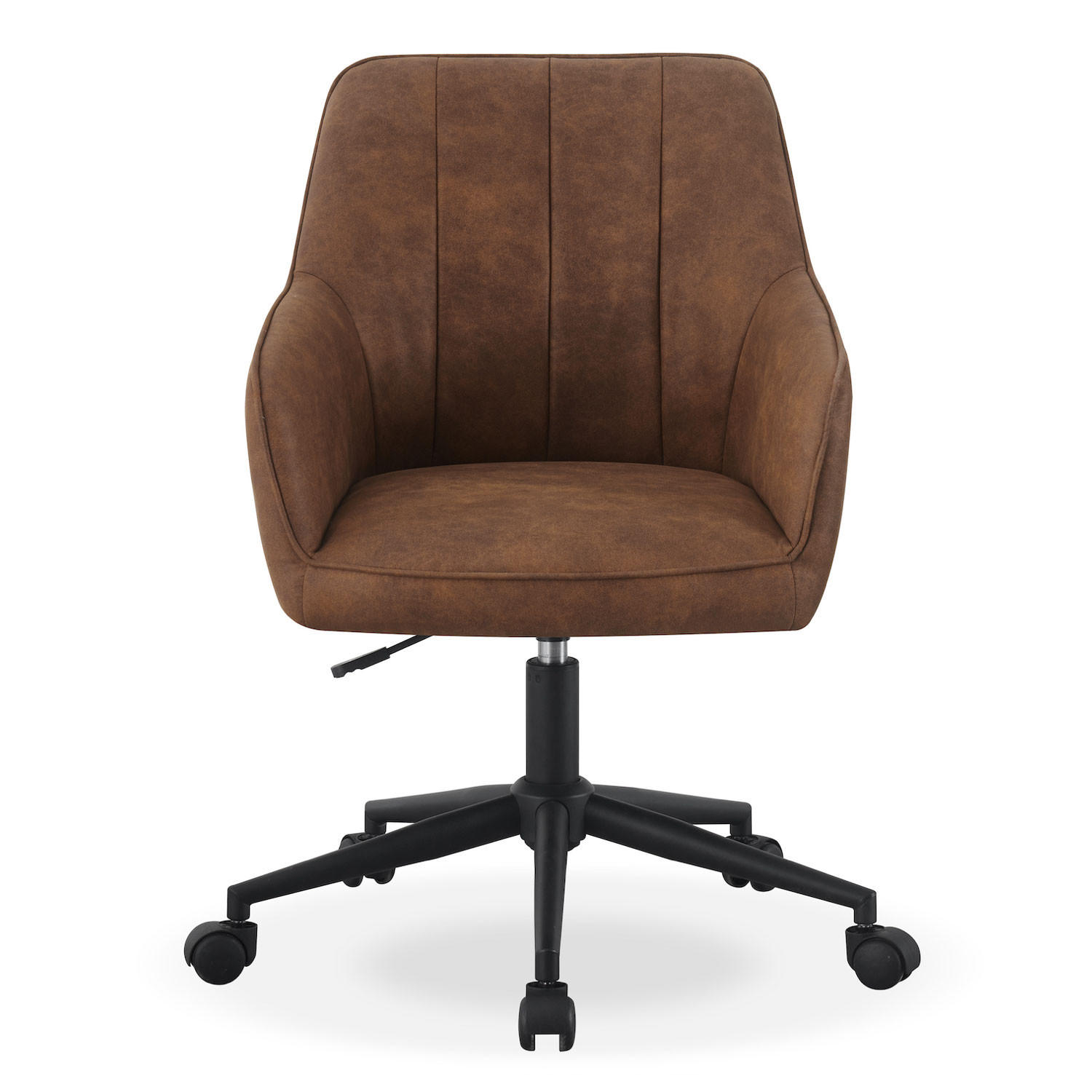 BÜROSTUHL LEON Braun höhenverstellbar 360°drehbar - Schwarz/Braun, Kunststoff/Textil (61/83/64cm) - DUBI Möbel