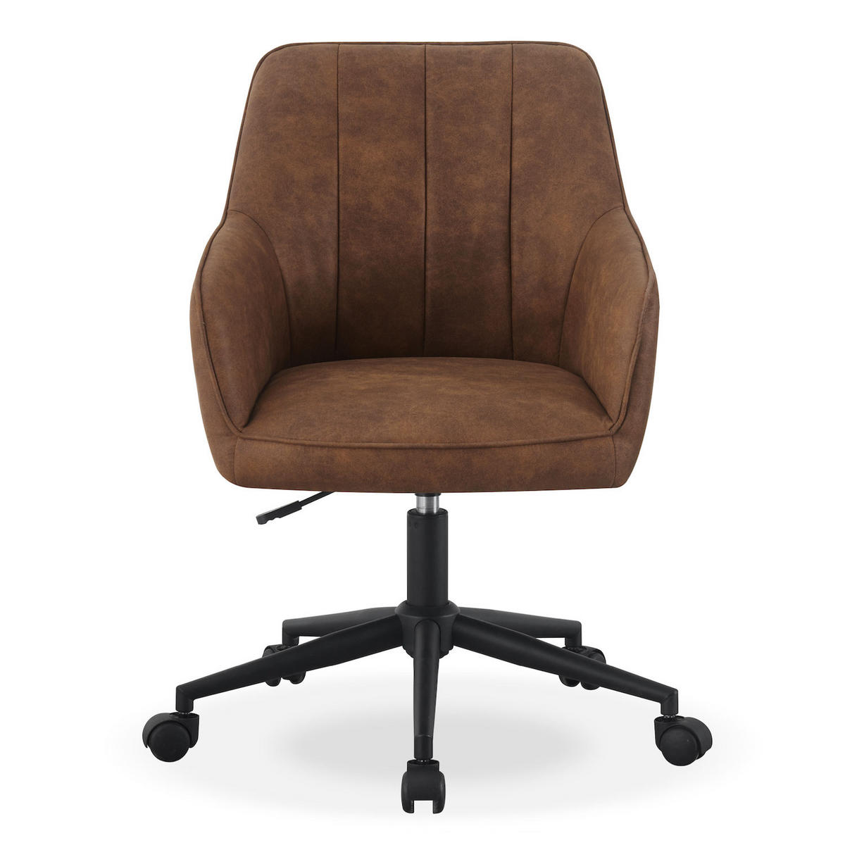 BÜROSTUHL LEON Braun höhenverstellbar 360°drehbar - Schwarz/Braun, Kunststoff/Textil (61/83/64cm) - DUBI Möbel